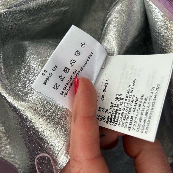 NEW Miu Miu Lavender Leather Midi Skirt with Silver Ruffle - Picture 11 of 16